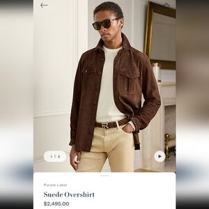 Ralph Lauren Purple Label Brown Suede Shirt Jacket